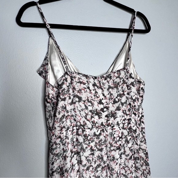 Express Ruffle Wrap Front Maxi Dress Medium Front Slit Ivory Multicolor Print - Picture 8 of 16